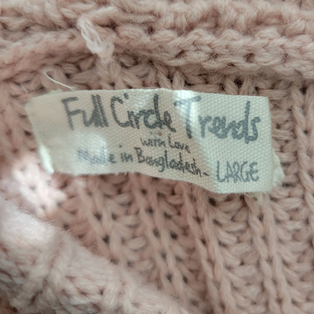 Full Circle Trends Hooded Long Sleeve (Peach) Sweater Dress sz L NWT - Picture 4 of 7